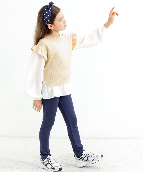 Bee des Bee（ビーデスビー）の「レイヤード風 肩フリルトップス（その他トップス・キッズ・ネイビー/アイボリー/ベージュ/ブラック/ピンク系/ホワイト/ブラック系・120cm/110cm/140cm/130cm/150cm/100cm）」の22枚目の写真