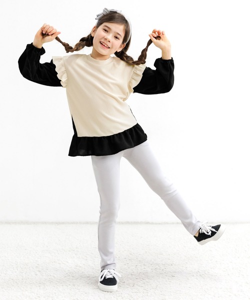 Bee des Bee（ビーデスビー）の「レイヤード風 肩フリルトップス（その他トップス・キッズ・ネイビー/アイボリー/ベージュ/ブラック/ピンク系/ホワイト/ブラック系・120cm/110cm/140cm/130cm/150cm/100cm）」の18枚目の写真