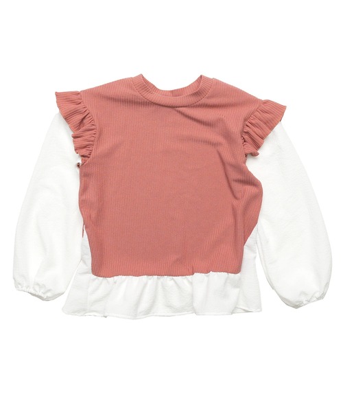 Bee des Bee（ビーデスビー）の「レイヤード風 肩フリルトップス（その他トップス・キッズ・ネイビー/アイボリー/ベージュ/ブラック/ピンク系/ホワイト/ブラック系・120cm/110cm/140cm/130cm/150cm/100cm）」の15枚目の写真