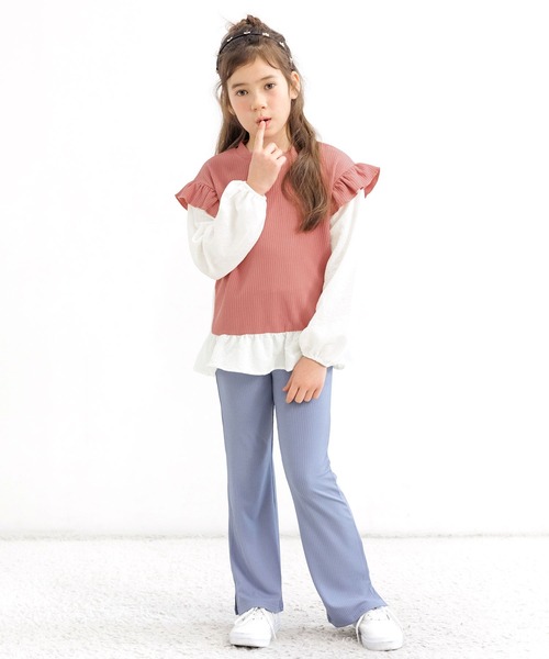 Bee des Bee（ビーデスビー）の「レイヤード風 肩フリルトップス（その他トップス・キッズ・ネイビー/アイボリー/ベージュ/ブラック/ピンク系/ホワイト/ブラック系・120cm/110cm/140cm/130cm/150cm/100cm）」の12枚目の写真