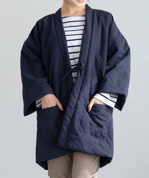 SOUBIEN(ソウビエン)の「半纏 ダウン キルティング 部屋着 防寒(その他アウター・レディース・オフホワイト/グレー/ネイビー/カーキ・M/L)」の4枚目の写真