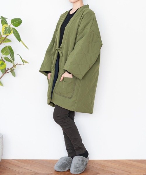 SOUBIEN(ソウビエン)の「半纏 ダウン キルティング 部屋着 防寒(その他アウター・レディース・オフホワイト/グレー/ネイビー/カーキ・M/L)」の5枚目の写真