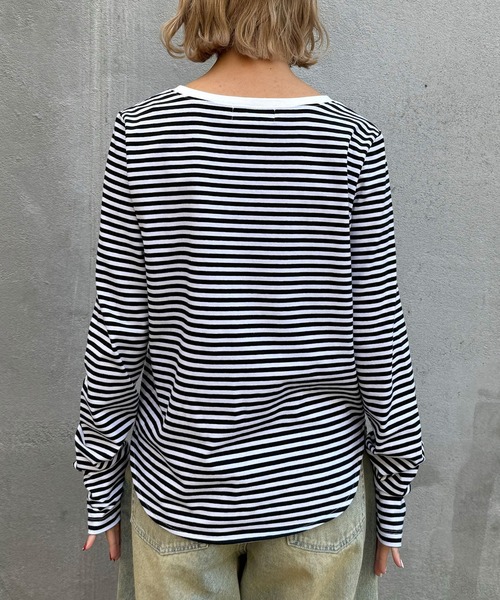 CIAOPANIC(チャオパニック)の「ボーダー刺繍ロゴロンTee(Tシャツ/カットソー・レディース・ブラック/グリーン/レッド・FREE)」の15枚目の写真