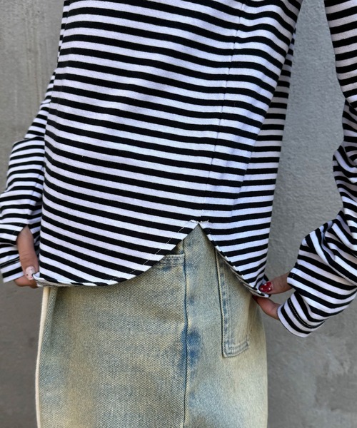 CIAOPANIC(チャオパニック)の「ボーダー刺繍ロゴロンTee(Tシャツ/カットソー・レディース・ブラック/グリーン/レッド・FREE)」の18枚目の写真