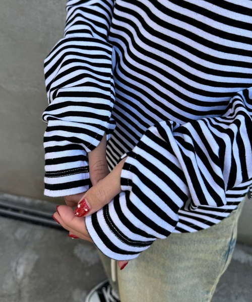 CIAOPANIC(チャオパニック)の「ボーダー刺繍ロゴロンTee(Tシャツ/カットソー・レディース・ブラック/グリーン/レッド・FREE)」の17枚目の写真