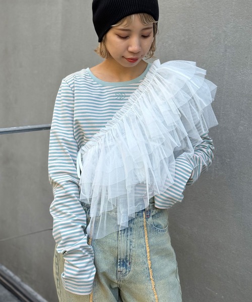 CIAOPANIC(チャオパニック)の「ボーダー刺繍ロゴロンTee(Tシャツ/カットソー・レディース・ブラック/グリーン/レッド・FREE)」の20枚目の写真