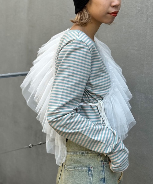 CIAOPANIC(チャオパニック)の「ボーダー刺繍ロゴロンTee(Tシャツ/カットソー・レディース・ブラック/グリーン/レッド・FREE)」の22枚目の写真