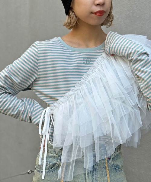 CIAOPANIC(チャオパニック)の「ボーダー刺繍ロゴロンTee(Tシャツ/カットソー・レディース・ブラック/グリーン/レッド・FREE)」の19枚目の写真