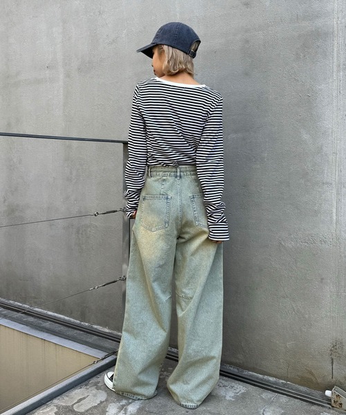 CIAOPANIC(チャオパニック)の「ボーダー刺繍ロゴロンTee(Tシャツ/カットソー・レディース・ブラック/グリーン/レッド・FREE)」の12枚目の写真