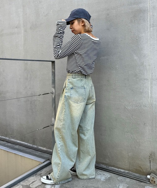 CIAOPANIC(チャオパニック)の「ボーダー刺繍ロゴロンTee(Tシャツ/カットソー・レディース・ブラック/グリーン/レッド・FREE)」の11枚目の写真