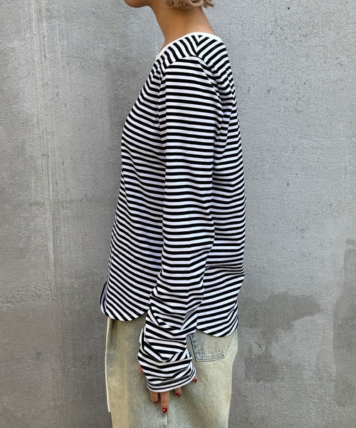 CIAOPANIC(チャオパニック)の「ボーダー刺繍ロゴロンTee(Tシャツ/カットソー・レディース・ブラック/グリーン/レッド・FREE)」の14枚目の写真