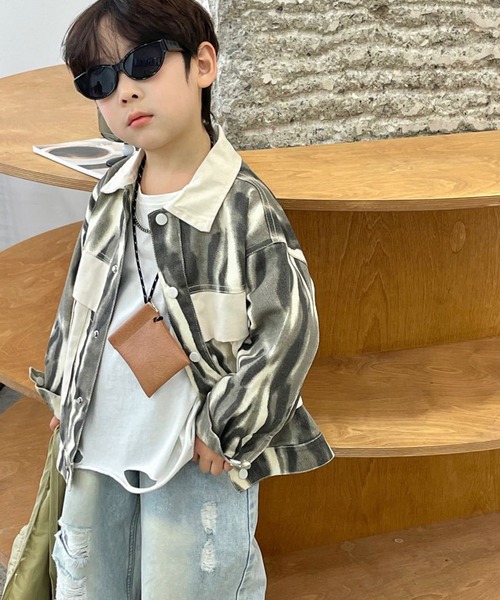 aimoha（アイモハ）の「【aimoha-KIDS-】子供服　 タイダイ染めデニムジャケット（デニムジャケット・キッズ・ダークグレー/チョコ・110/120/130/140/150）」の7枚目の写真