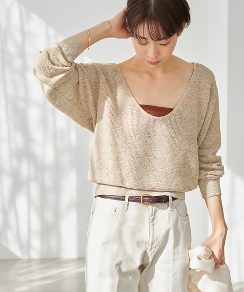 plageプラージュ*SHEER C/Nニット*新品未使用 plage(プラージュ)の「LI/PE open ニット(ニット/セーター