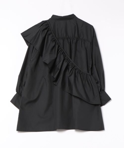 LOUDMOUTH フリル付き黒シャツ 定価12100円(税込) セール】ワンショルフリル付きシャツ（シャツ/ブラウス）｜notch