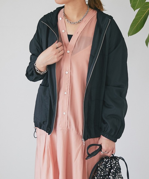 un dix cors（アンディコール）の「ライトヴィンテージタフタジャケット（ナイロンジャケット・レディース・アイボリー/ブラック/ミント・FREE）」の11枚目の写真