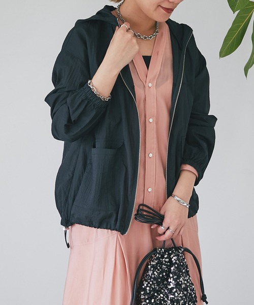 un dix cors（アンディコール）の「ライトヴィンテージタフタジャケット（ナイロンジャケット・レディース・アイボリー/ブラック/ミント・FREE）」の7枚目の写真