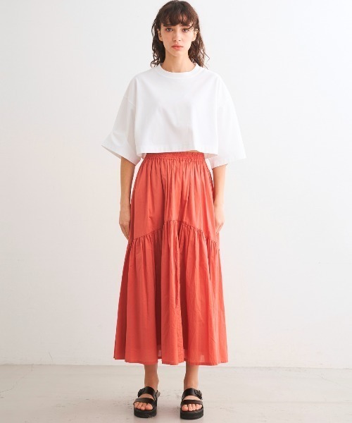 three dots⭐︎ティアードロングスカート⭐︎イエロー three dots（スリードッツ）の「ヴィンテージローン ティアード