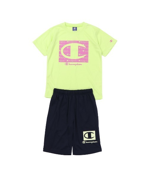 Champion(チャンピオン)の「Champion/チャンピオン T-SHIRT AND SHORTS SET(ジャージ・キッズ・ブラック/チャコールグレー/ブルー/ラベンダー/ホワイト/ライム・120/130/140/150/160)」の1枚目の写真