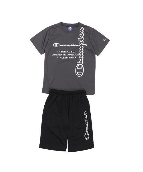 Champion(チャンピオン)の「Champion/チャンピオン T-SHIRT AND SHORTS SET(ジャージ・キッズ・ブラック/チャコールグレー/ブルー/ラベンダー/ホワイト/ライム・120/130/140/150/160)」の4枚目の写真
