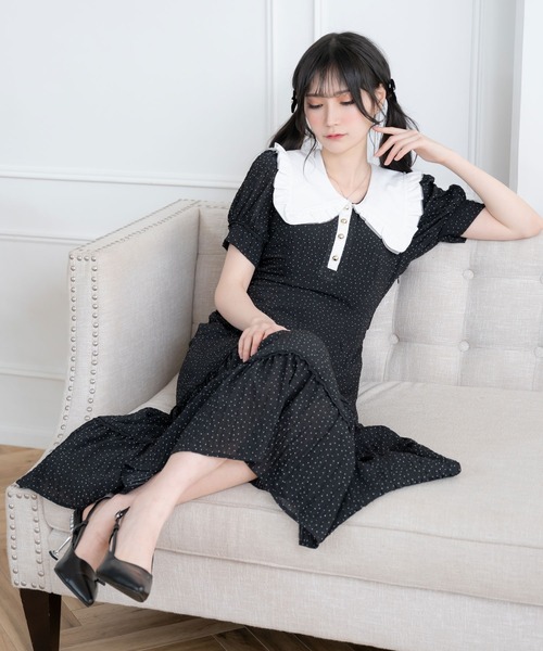 DearMyLoveMillor（ディアマイラブミラー）の「チュールセーラーカラーワンピース（ワンピース・レディース・ホワイト/ブラック・MEDIUM/LARGE/LL/3L）」の5枚目の写真