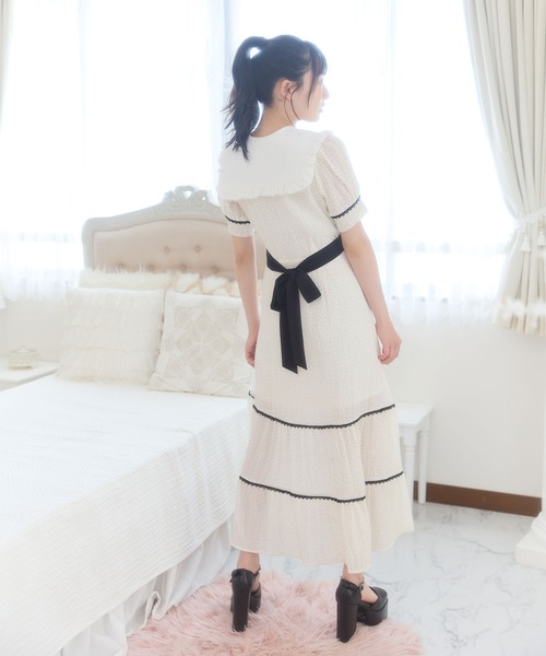 DearMyLoveMillor（ディアマイラブミラー）の「チュールセーラーカラーワンピース（ワンピース・レディース・ホワイト/ブラック・MEDIUM/LARGE/LL/3L）」の14枚目の写真