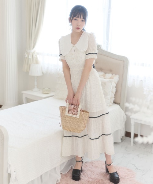 DearMyLoveMillor（ディアマイラブミラー）の「チュールセーラーカラーワンピース（ワンピース・レディース・ホワイト/ブラック・MEDIUM/LARGE/LL/3L）」の18枚目の写真