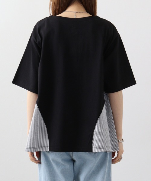 Arinomama(アリノママ)の「Arinomama ストライプ切替Tシャツ(Tシャツ/カットソー・レディース・ホワイト/ブラック/杢グレー・FREE)」の21枚目の写真