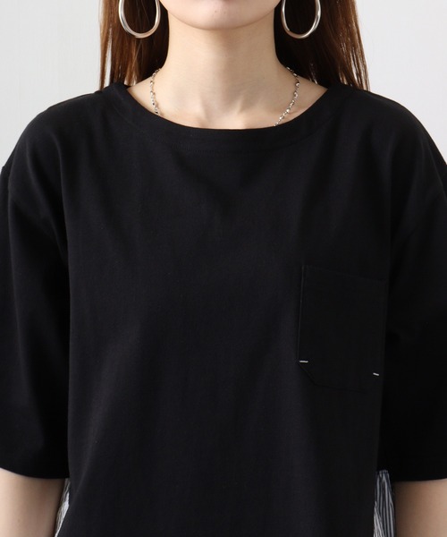 Arinomama(アリノママ)の「Arinomama ストライプ切替Tシャツ(Tシャツ/カットソー・レディース・ホワイト/ブラック/杢グレー・FREE)」の22枚目の写真