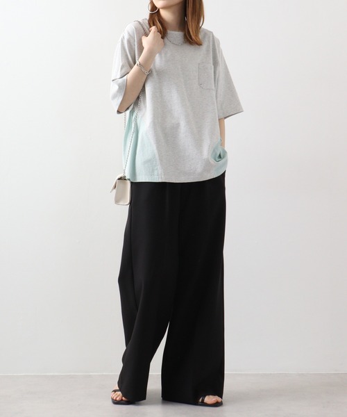 Arinomama(アリノママ)の「Arinomama ストライプ切替Tシャツ(Tシャツ/カットソー・レディース・ホワイト/ブラック/杢グレー・FREE)」の18枚目の写真