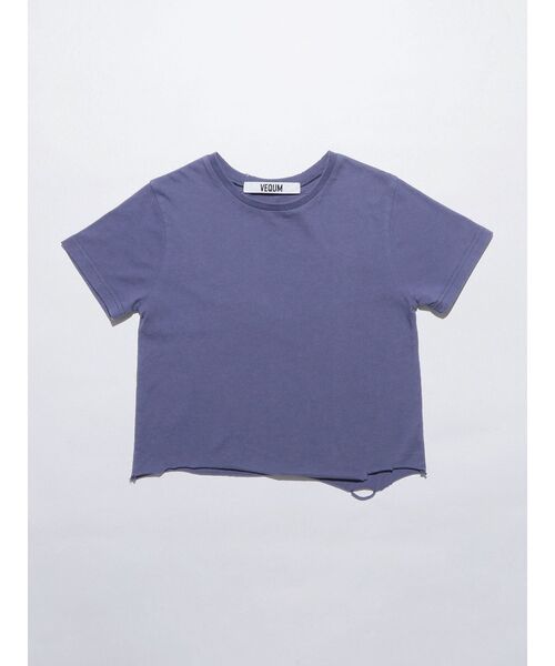 VEQUM（VEQUM）の「【VEQUM】CROPPED DAMAGE T/S（Tシャツ/カットソー・レディース・ピンク/グレー/ホワイト/パープル/ブラック・FREE）」の4枚目の写真