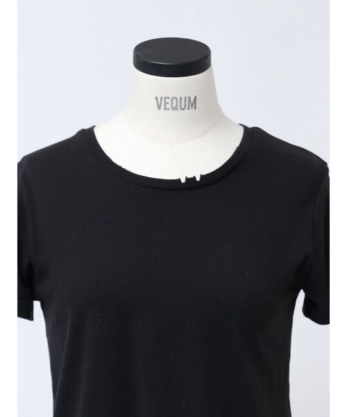 VEQUM（VEQUM）の「【VEQUM】CROPPED DAMAGE T/S（Tシャツ/カットソー・レディース・ピンク/グレー/ホワイト/パープル/ブラック・FREE）」の7枚目の写真