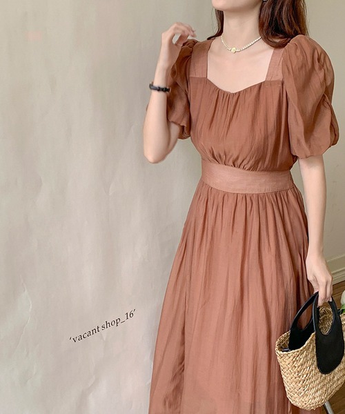 【セール】スクエアネックフェミニンワンピース（ワンピース）｜aimoha（アイモハ）