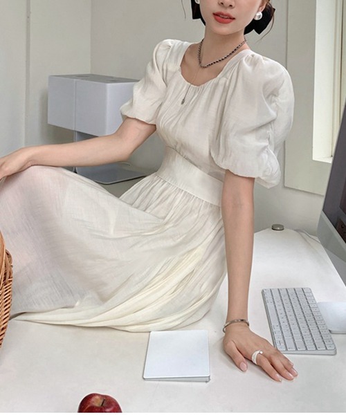 【セール】スクエアネックフェミニンワンピース（ワンピース）｜aimoha（アイモハ）