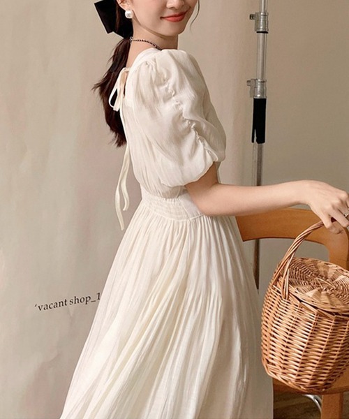 【セール】スクエアネックフェミニンワンピース（ワンピース）｜aimoha（アイモハ）