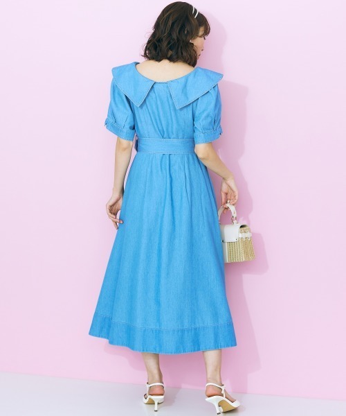 marun(マルン)の「<大きいサイズ> デニムシャツワンピース marun(ワンピース・レディース・ライトブルー/ネイビー・L/LL/3L/4L/5L)」の10枚目の写真