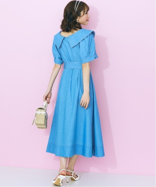 marun(マルン)の「<大きいサイズ> デニムシャツワンピース marun(ワンピース・レディース・ライトブルー/ネイビー・L/LL/3L/4L/5L)」の19枚目の写真