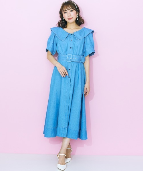 marun(マルン)の「<大きいサイズ> デニムシャツワンピース marun(ワンピース・レディース・ライトブルー/ネイビー・L/LL/3L/4L/5L)」の17枚目の写真