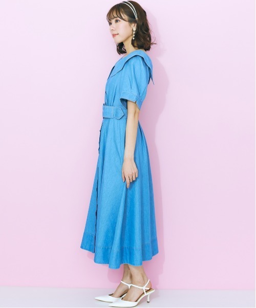 marun(マルン)の「<大きいサイズ> デニムシャツワンピース marun(ワンピース・レディース・ライトブルー/ネイビー・L/LL/3L/4L/5L)」の18枚目の写真