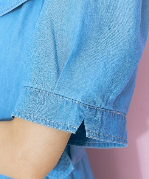 marun(マルン)の「<大きいサイズ> デニムシャツワンピース marun(ワンピース・レディース・ライトブルー/ネイビー・L/LL/3L/4L/5L)」の14枚目の写真