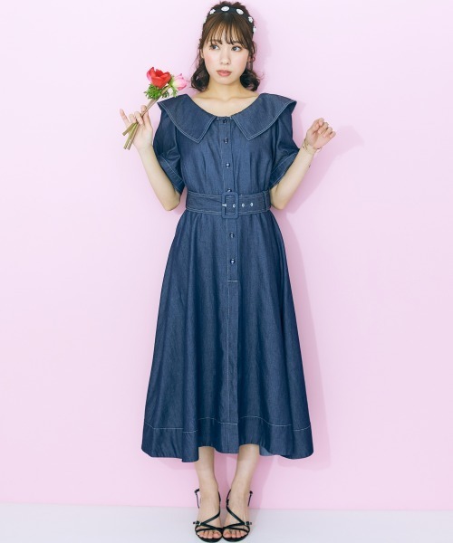 marun(マルン)の「<大きいサイズ> デニムシャツワンピース marun(ワンピース・レディース・ライトブルー/ネイビー・L/LL/3L/4L/5L)」の20枚目の写真