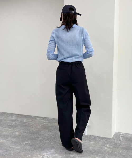 fredy emue（フレディエミュ）の「【インフルエンサー企画 別注カラーあり】衿付きシアーリブカーディガン（ニット/セーター・レディース・チャコールグレー/サックスブルー/ライトグレー/ネイビー・38）」の7枚目の写真