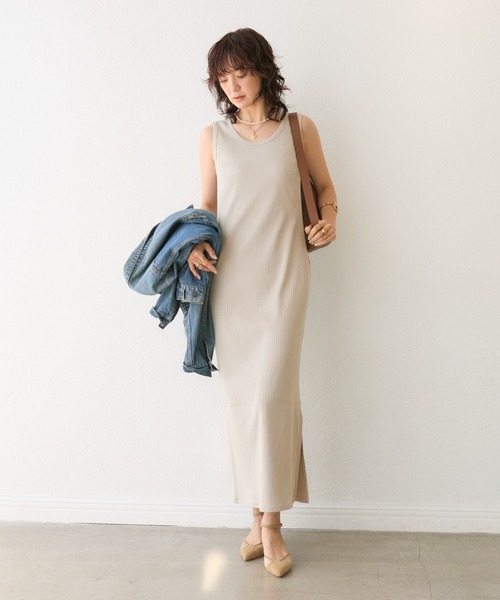 リヴドロワ　2WAYリブタンクワンピース　ブラウン RIVE DROITE ワンピース 2WAYリブタンクワンピース : ZOZOTOWN