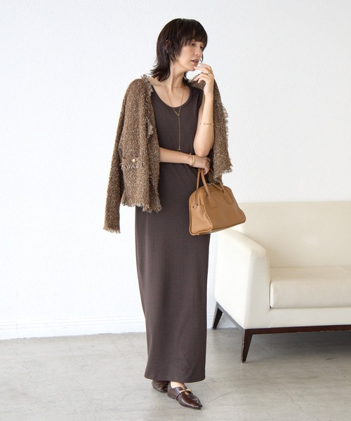 リヴドロワ　2WAYリブタンクワンピース　ブラウン 2WAYリブタンクワンピース（ワンピース）｜RIVE DROITE