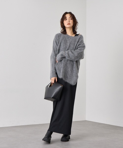 RIVE DRIOITE 長袖 ワンピース リブ 2way ブラック 全骨格細見え】2WAYロングリブワンピース | RIVE DROITE(リヴドロワ