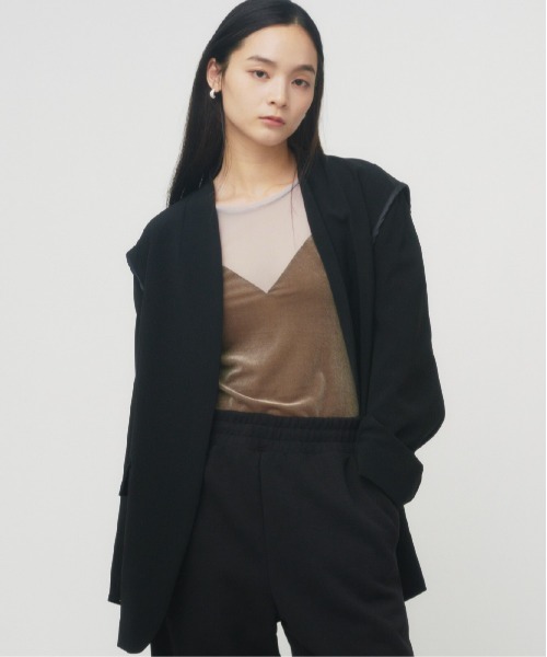 セール】NEW DOUBLE CLOTH COLLARLESS JACKET / ニューダブルクロス