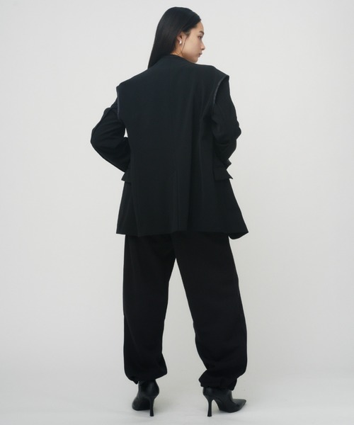 セール】NEW DOUBLE CLOTH COLLARLESS JACKET / ニューダブルクロス