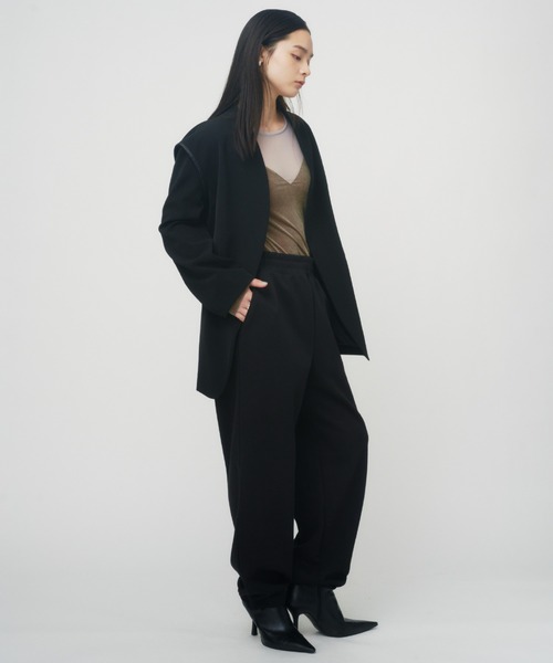 THINGS THAT MATTER（シングス ザット マター）の「NEW DOUBLE CLOTH COLLARLESS JACKET / ニューダブルクロスカラーレスジャケット（ノーカラージャケット・レディース・ブラック/ベージュ・FREE）」の14枚目の写真
