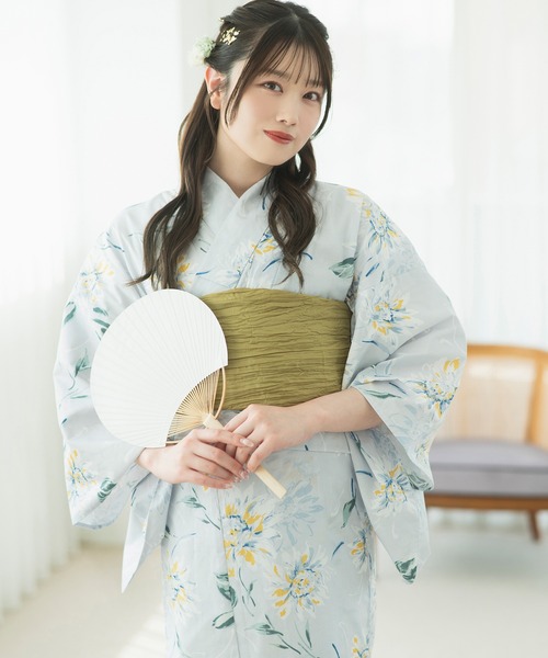 CELEN（セレン）の「【1人で着られる浴衣4点セット】浴衣・兵児帯・腰紐2本《夏ときめき浴衣》（浴衣・レディース・その他5/その他1/その他2/その他3/その他4/その他11/その他8/その他10/その他6/その他7/その他9/その他12/ホワイト系2/ホワイト系1/ピンク系/ブルー系/アイボリー系2/オレンジ系/アイボリー系1/グレー系2/グレー系1・FREE）」の7枚目の写真