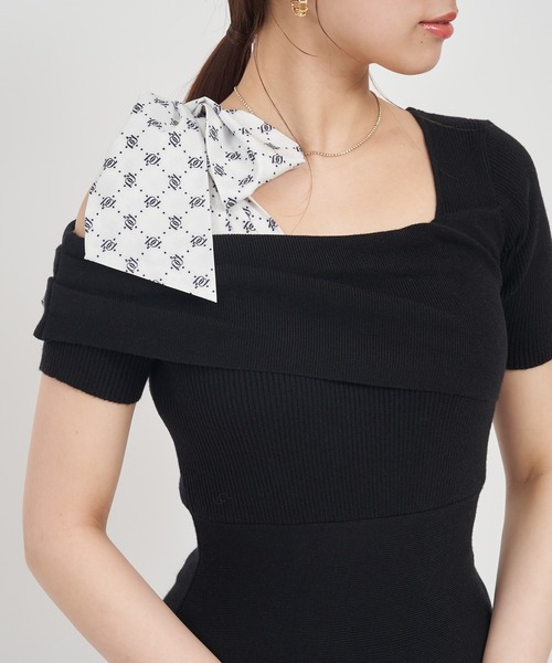 【セール】ショルダースカーフ付ニットマーメイドワンピース（ワンピース）｜ROYAL PARTY（ロイヤルパーティー）