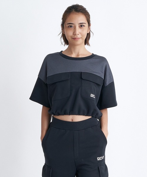 ROXY(ロキシー)の「GREEN SPROUT/ロキシー速乾半袖ドローコード付きクロップドTシャツ(Tシャツ/カットソー・レディース・ミント/ホワイト/ブラック・LARGE/MEDIUM/SMALL)」の1枚目の写真